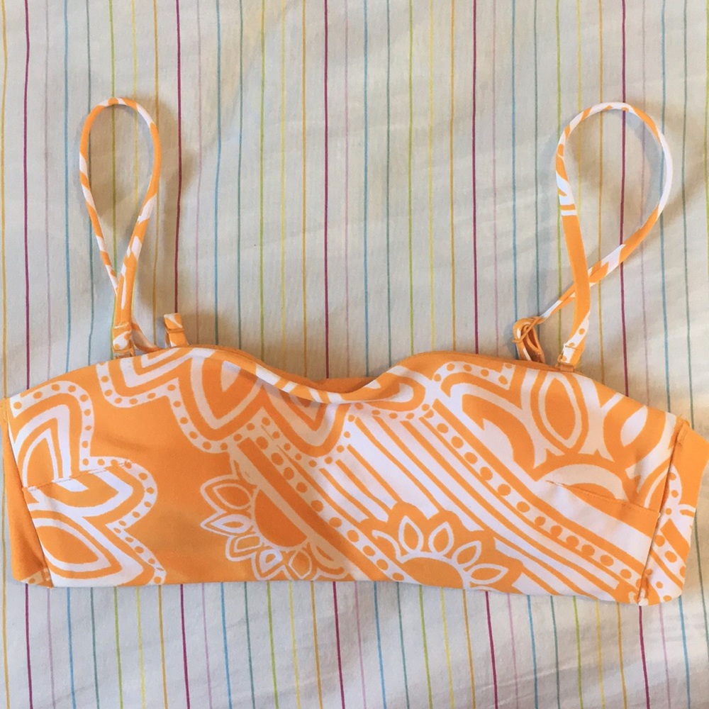 American Eagle yellow flower bandeau bikini top